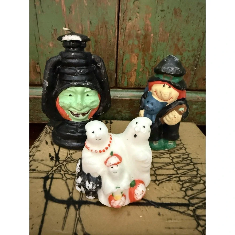 Vintage Halloween Candle Lot Witch Lantern Ghost Family See Photos